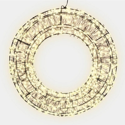 Pegdev - Pdl - Christmas Pre Lit Wreath 480 Warm White Micro Leds With 10% Twinkling 38Cm 5M Lead Indoor Outdoor Timer - image 1
