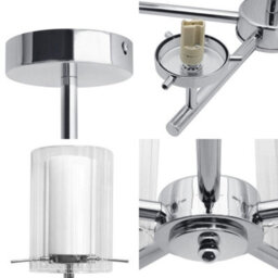 Long Life Lamps Company Fixed 5 Lights Chrome Ceiling Light Semi Flush Glass Shade Lantern Chandelier K415 - thumbnail 5