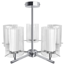 Long Life Lamps Company Fixed 5 Lights Chrome Ceiling Light Semi Flush Glass Shade Lantern Chandelier K415 - thumbnail 4