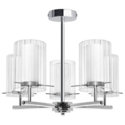 Long Life Lamps Company Fixed 5 Lights Chrome Ceiling Light Semi Flush Glass Shade Lantern Chandelier K415 - thumbnail 3