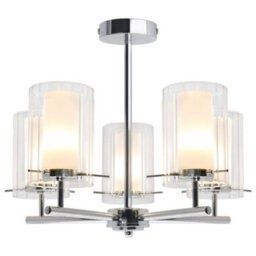 Long Life Lamps Company Fixed 5 Lights Chrome Ceiling Light Semi Flush Glass Shade Lantern Chandelier K415