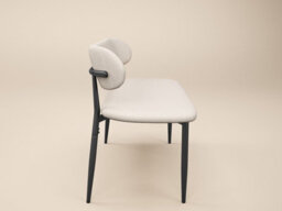 Solace+Co Varm And Cyra Black Dining Table With 2 Chenille Benches, Beige - thumbnail 7