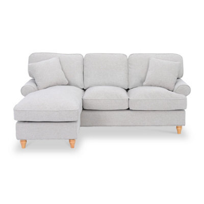 Alfie Woven Left Hand Light Grey Chaise Sofa For Living Room - Fully Assembled By Roseland Furniture - image 1