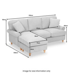 Alfie Woven Left Hand Light Grey Chaise Sofa For Living Room - Fully Assembled By Roseland Furniture - thumbnail 5