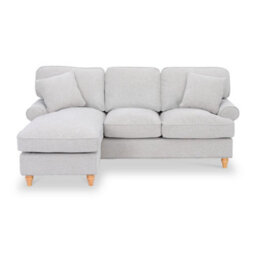 Alfie Woven Left Hand Light Grey Chaise Sofa For Living Room - Fully Assembled By Roseland Furniture - thumbnail 1