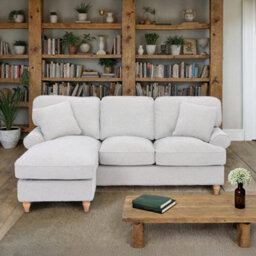 Alfie Woven Left Hand Light Grey Chaise Sofa For Living Room - Fully Assembled By Roseland Furniture - thumbnail 2