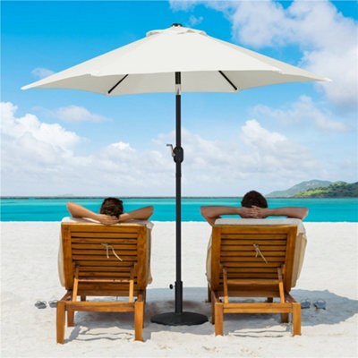 Yaheetech Cream 2.3M Tiltable Patio Parasol Market Umbrella With Crank - image 1