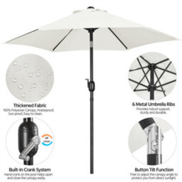 Yaheetech Cream 2.3M Tiltable Patio Parasol Market Umbrella With Crank - thumbnail 4