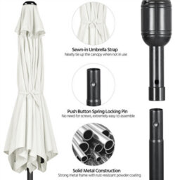 Yaheetech Cream 2.3M Tiltable Patio Parasol Market Umbrella With Crank - thumbnail 5