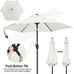 Yaheetech Cream 2.3M Tiltable Patio Parasol Market Umbrella With Crank - thumbnail 7