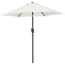 Yaheetech Cream 2.3M Tiltable Patio Parasol Market Umbrella With Crank - thumbnail 2
