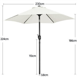 Yaheetech Cream 2.3M Tiltable Patio Parasol Market Umbrella With Crank - thumbnail 3