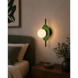 Luminosa Lighting Luminosa Luma Globe Wall Lights Black, Green White Glass Shade 1X E27 - thumbnail 2