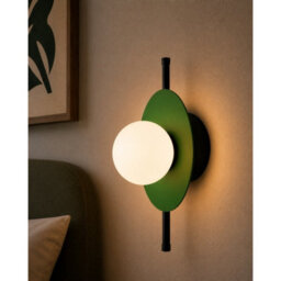 Luminosa Lighting Luminosa Luma Globe Wall Lights Black, Green White Glass Shade 1X E27 - thumbnail 3