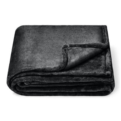 Moonlight Bedding Fleece Blanket Soft Throw Lightweight All Season Sofa, Bed & Travel Blanket King (Black, 200X240Cm) - image 1
