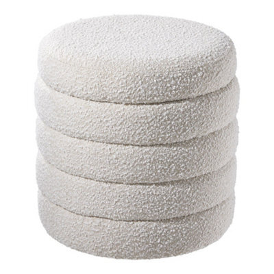 Darphe Beige Upholstered Round Storage Ottoman For Bedroom Living Room And Makeup Room - image 1