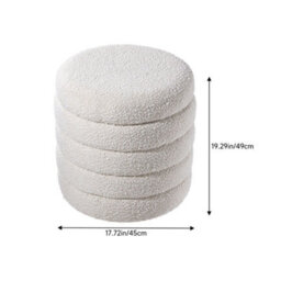 Darphe Beige Upholstered Round Storage Ottoman For Bedroom Living Room And Makeup Room - thumbnail 4