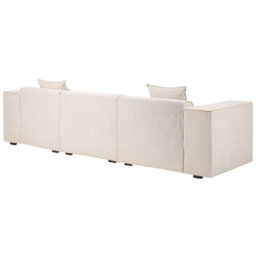 Beliani Corner Sofa 3 Seater Dolva Corduroy Beige Left Hand - thumbnail 6