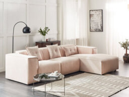 Beliani Corner Sofa 3 Seater Dolva Corduroy Beige Left Hand - thumbnail 2