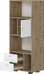 Shefa Line Bookcase Kurt White - Artizan Oak (2 Boxes) - thumbnail 5