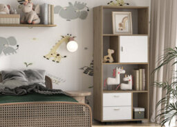 Shefa Line Bookcase Kurt White - Artizan Oak (2 Boxes) - thumbnail 4