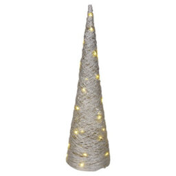 Urbn-Living Urbnliving 80Cm Led Light Up Christmas Tree Silver Single Cone Pyramids Glitter Fairy Lights Ornament - thumbnail 6