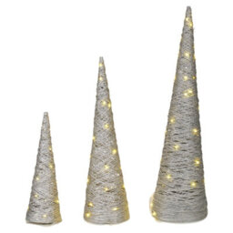 Urbn-Living Urbnliving 80Cm Led Light Up Christmas Tree Silver Single Cone Pyramids Glitter Fairy Lights Ornament - thumbnail 3