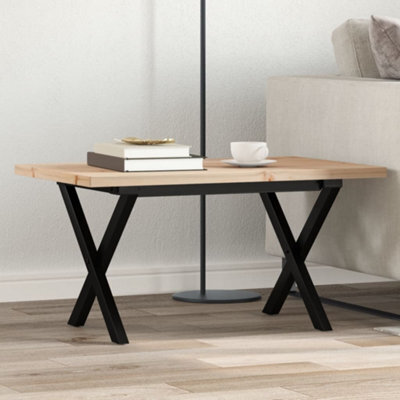 Berkfield Coffee Table X-Frame 80X50X40.5 Cm Solid Wood Pine And Steel - image 1