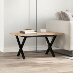 Berkfield Coffee Table X-Frame 80X50X40.5 Cm Solid Wood Pine And Steel - thumbnail 3