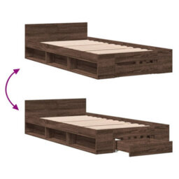 Berkfield Bed Frame With Drawer Without Mattress Brown Oak 75X190 Cm Small Single - thumbnail 7