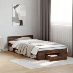 Berkfield Bed Frame With Drawer Without Mattress Brown Oak 75X190 Cm Small Single - thumbnail 1
