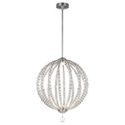 Luminosa Lighting Elstead Oberlin Led 2 Light Medium Spherical Ceiling Pendant Satin Nickel