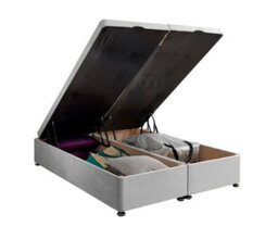 Adore Designs Plush Velvet Ottoman Storage Bed Base - End-Lift - 5Ft Kingsize - Silver - thumbnail 2