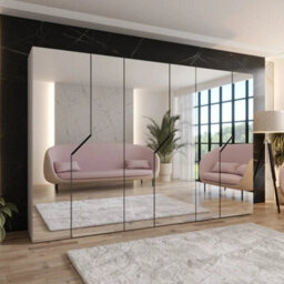 Arte Cashmere Blomvik Iii Hinged Wardrobe 300 Cm - Soft-Tone Full-Mirror Wardrobe For Serene Large Spaces