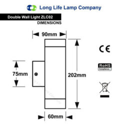 Long Life Lamps Company Stainless Steel Up And Down Outdoor Wall Light Ip65 Wall Light Zlc02 - thumbnail 2