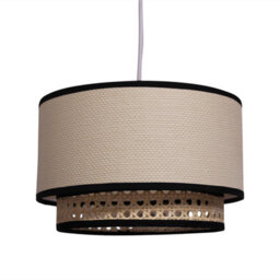 First Choice Lighting Koral - Natural Rattan And Cane 25 Cm Easy Fit Two Tier Pendant Shade