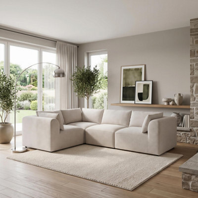 Furniturebox Uk Drift Cream Boucle Fabric 3 Seater Modular Corner Sofa - image 1