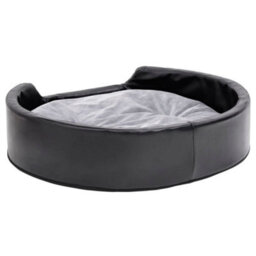 Berkfield Luxury Dog Bed Black And Grey 79X70X19 Cm Plush And Faux Leather - thumbnail 5