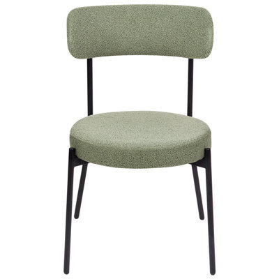 Wyld And Coco Light Green Bouclé Dining Chairs Set Of 2 With Black Steel Legs - image 1
