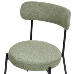 Wyld And Coco Light Green Bouclé Dining Chairs Set Of 2 With Black Steel Legs - thumbnail 7