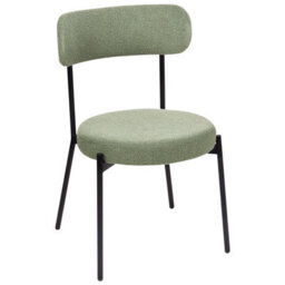 Wyld And Coco Light Green Bouclé Dining Chairs Set Of 2 With Black Steel Legs - thumbnail 5