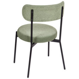 Wyld And Coco Light Green Bouclé Dining Chairs Set Of 2 With Black Steel Legs - thumbnail 6