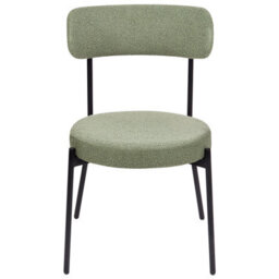 Wyld And Coco Light Green Bouclé Dining Chairs Set Of 2 With Black Steel Legs - thumbnail 1