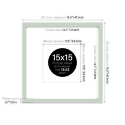 "15X15"" Mint Green Picture Frame - 15X15"" Square Frame With 12X12"" Mount For 15X15""/12X12"" Pictures Moderrn Style Thin Edge, 1 Pack" - thumbnail 2