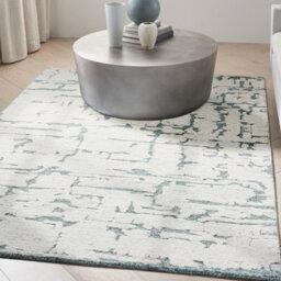 Teal Abstract Handmade Luxurious Modern Wool Rug For Bedroom & Living Room-160Cm X 221Cm - thumbnail 2