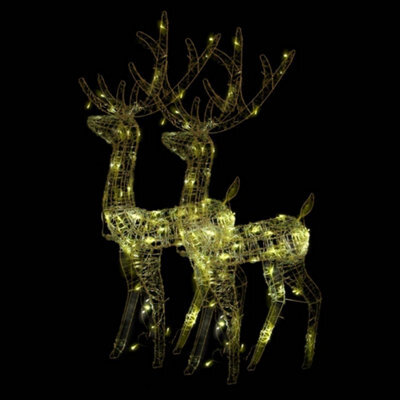 Berkfield Colourful Acrylic Reindeer Christmas Decorations 2 Pcs 120 Cm Warm White - image 1