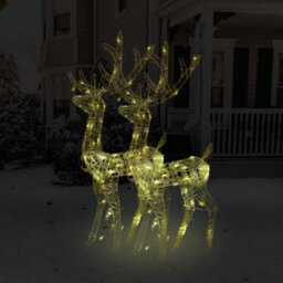 Berkfield Colourful Acrylic Reindeer Christmas Decorations 2 Pcs 120 Cm Warm White - thumbnail 2