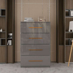 Sliding Wardrobes 4 u LTD Modern Chest Of Drawers High Gloss 4 Drawers Storage Options - Grey - thumbnail 1