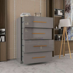 Sliding Wardrobes 4 u LTD Modern Chest Of Drawers High Gloss 4 Drawers Storage Options - Grey - thumbnail 2
