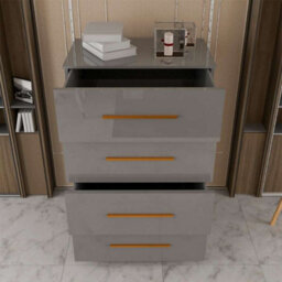 Sliding Wardrobes 4 u LTD Modern Chest Of Drawers High Gloss 4 Drawers Storage Options - Grey - thumbnail 3